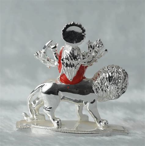 Veda Connection Shera Wali Mata Idol - 3.75 Inches (24K Gold & 999 Sil