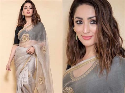 We are crushing on Yami Gautam's gorgeous beige sari look - Times of India