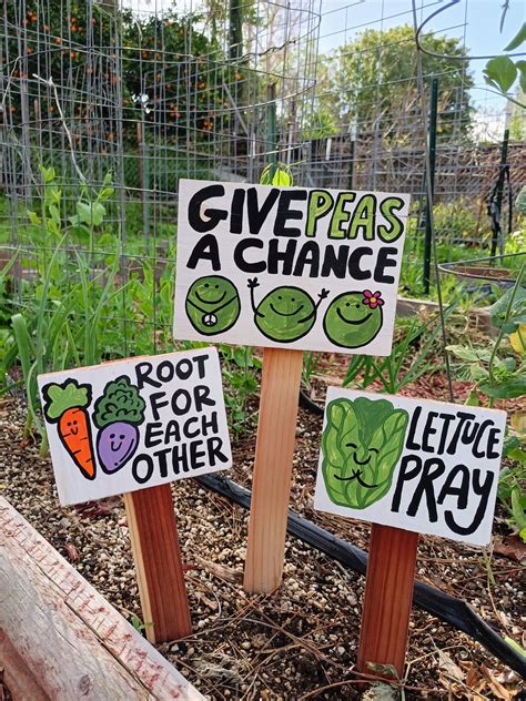 Vegetable Garden Sign Set Funny Gardener Gift Farmer Decor Rustic Kids ...