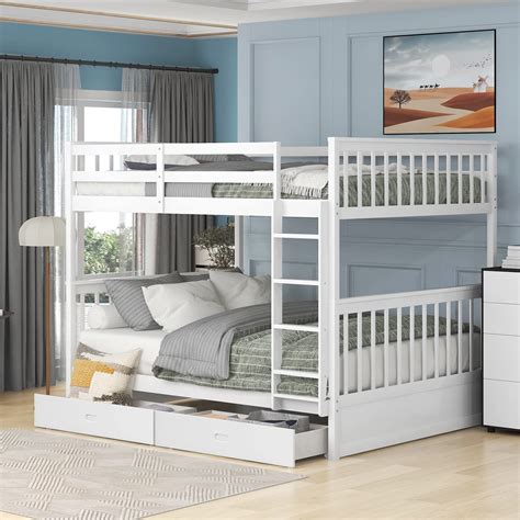 Harper & Bright Designs Full Over Full Bunk Bed with Drawers, Full Size ...