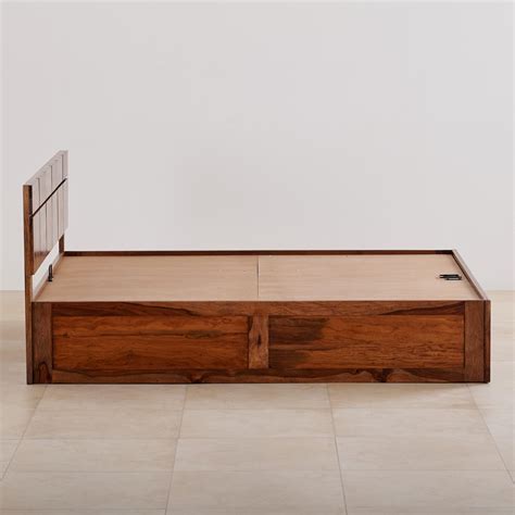 Buy Helios Rubix Sheesham Wood King Bed with Hydraulic Storage - Brown ...