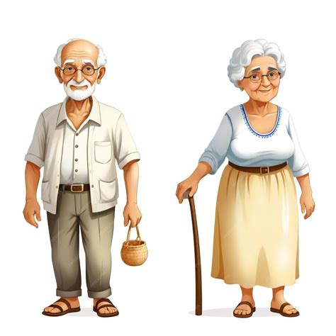 Greek Grandpa and Grandma vector set white background isolated a high ...