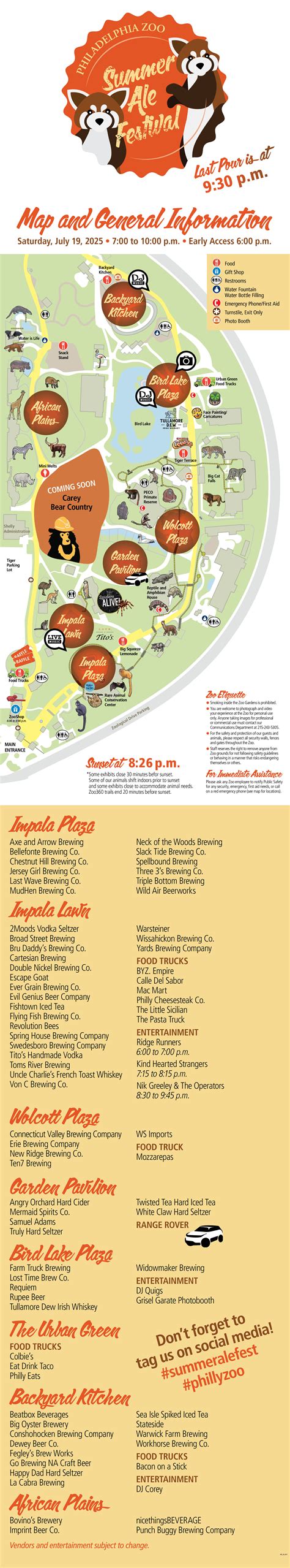 Summer Ale Fest Map – Philadelphia Zoo
