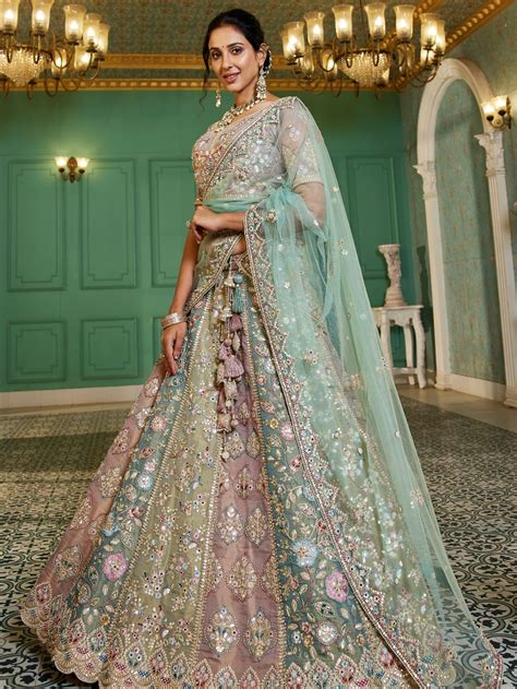 Pastel Multi-Color Net Bridal Lehenga – Anant Tex Exports Private Limited