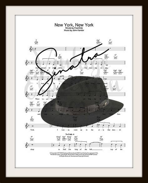 Frank Sinatra, New York New New York, on Lyric Song Sheet, Art Creation