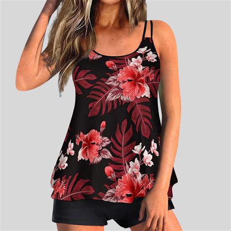 CALAFEBILA Girls Plus Size Swimsuit Two Piece Modest Tankini Summer ...