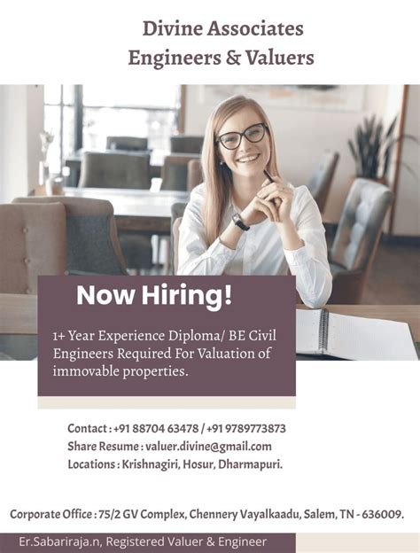 CIVIL & MECH ENGG VACANCIES | VALUATION ENGINEER | VACANCIES IN KRISHNAGIRI, HOSUR | TAMILNADU ...