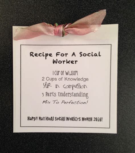 "Recipe For A Social Worker" message for National Social Workers Day ...