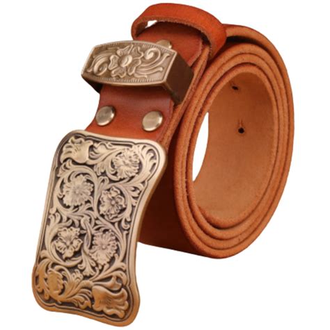 Floral brass leather belt [2 colors available] | Feel Free Store