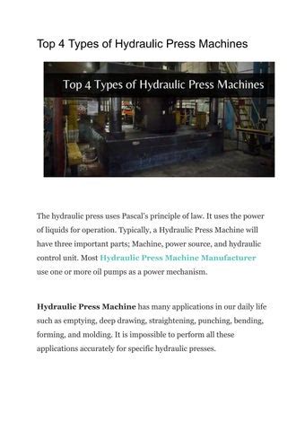 Press Machine Types 的图像结果