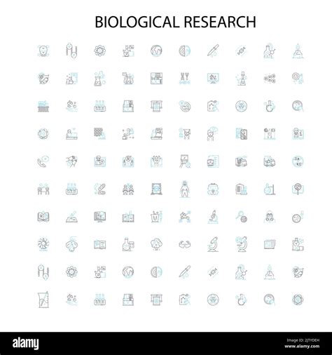 biological research icons, signs, outline symbols, concept linear illustration line collection ...