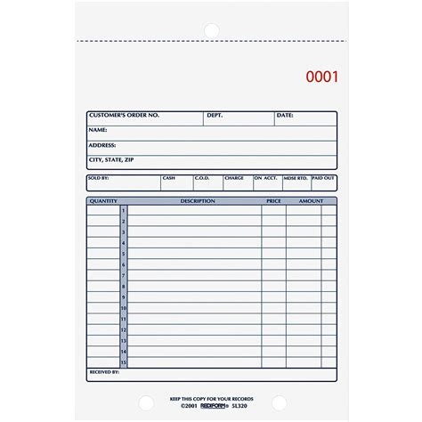 REDIFORM Sales Order Book, Carbonless, 2 Part, 5.5 x 7.875", 50 Forms ...
