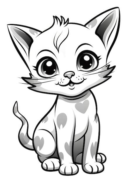 Cute cat illustration simple coloring book for kids | Premium AI ...
