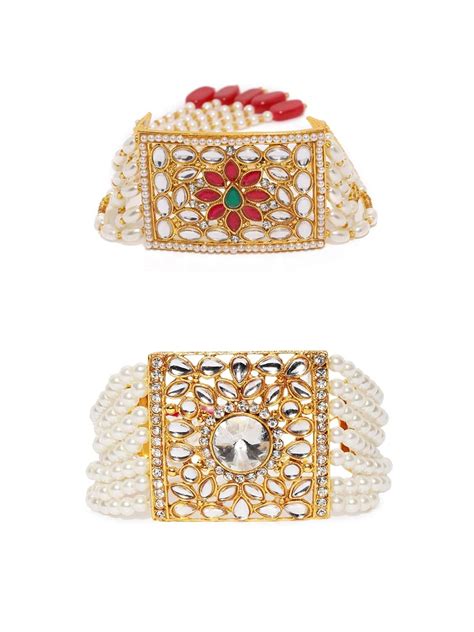 Buy Zaveri Pearls Combo of 2 Stunning Traditional Pearl & Kundan ...