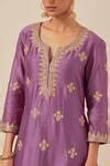 Buy Purple Chanderi Silk, Tissue, Organza Cut Work, Sequins, Beads ...