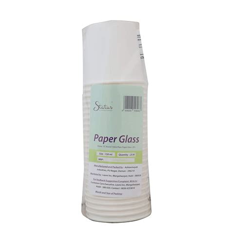 Status Paper Glass, 150ml, 25 Pieces, White : Amazon.in: Home & Kitchen