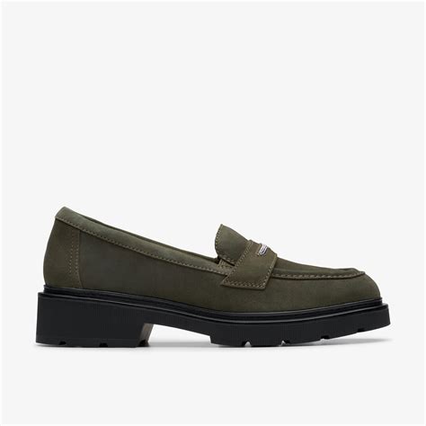Womens Lauryl Step Dark Olive Suede Shoes Loafers Slip Ons | Clarks Outlet
