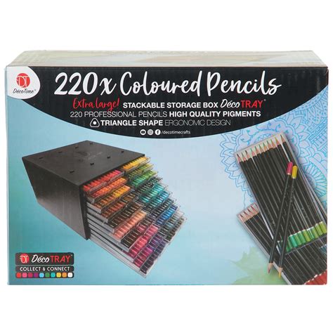 220 Artist Colouring Pencils In DecoTray - Blue | Wilko