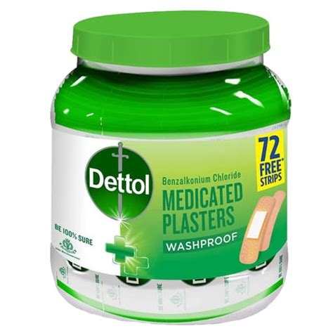 Dettol Medicated Plaster for Antiseptic and First Aid, Waterproof (Jar ...