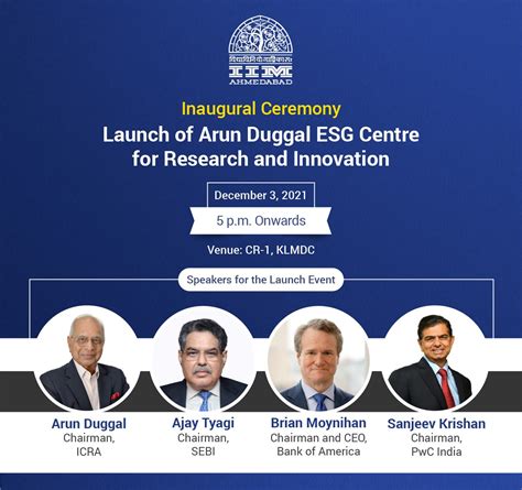 Arun Duggal Centre for ESG Research (CESGR) | Launch Event | IIMA | IIMA