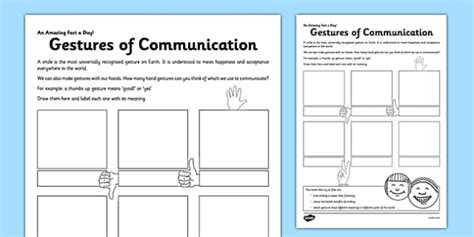 Gestures of Communication Worksheet / Worksheet - Twinkl