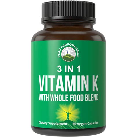 Vitamin K with Whole Food Blend of 25+ Vegetables and Fruits for Max Absorption. Vegan Capsules ...