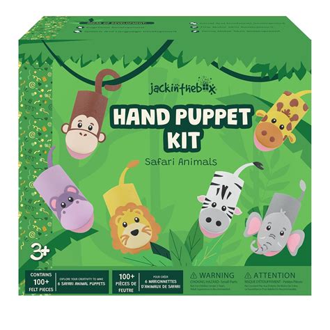 jackinthebox Hand Puppet Making Kit - 6 Safari Animals Felt Puppet ...
