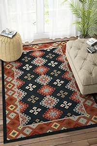 Buy Imperial Knots Multicolor Aztec Hand Woven Kilim Dhurrie 5X8 Feet ...