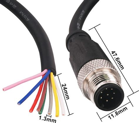 Buy Lonlonty M12 Sensor Connector Aviation Cable - Male 8 pin Straight ...