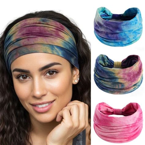 XFYT Pack of 3 Tie-Dye Boho Chic Sports Hair Bands Performance Meets ...