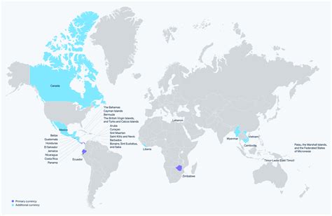 Worldwide use of the US dollar - A map that highlights which countries ...