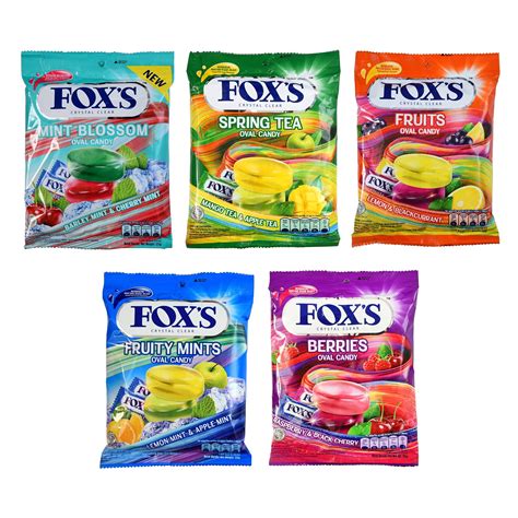 Fox's Crystal Clear Fruits Oval Cnady Mix Flavoured 90g x 5 Pouch ...