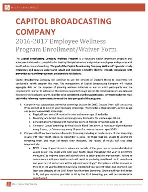 Fillable Online 2016 to 2017 CBC Employee Enrollment Waiver Form FINAL ...