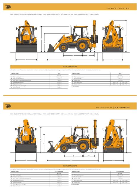 Detailed Specifications and Dimensions for the JCB 3CX Series Backhoe ...