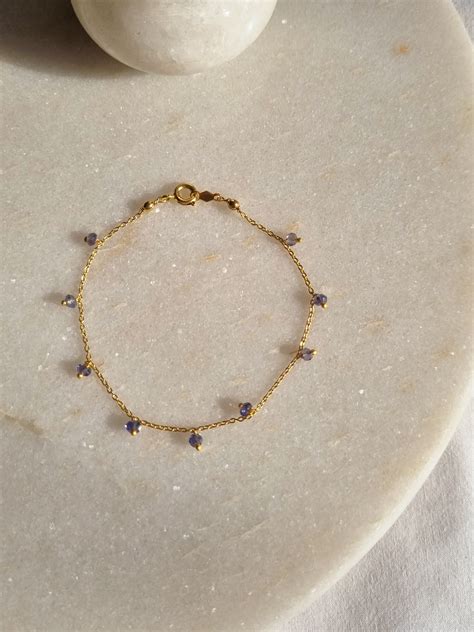Iolite bracelet gold chain jewelry for women