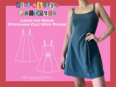 Lace-up Princess Cut Mini Dress Pattern / Digital PDF Sewing Pattern ...