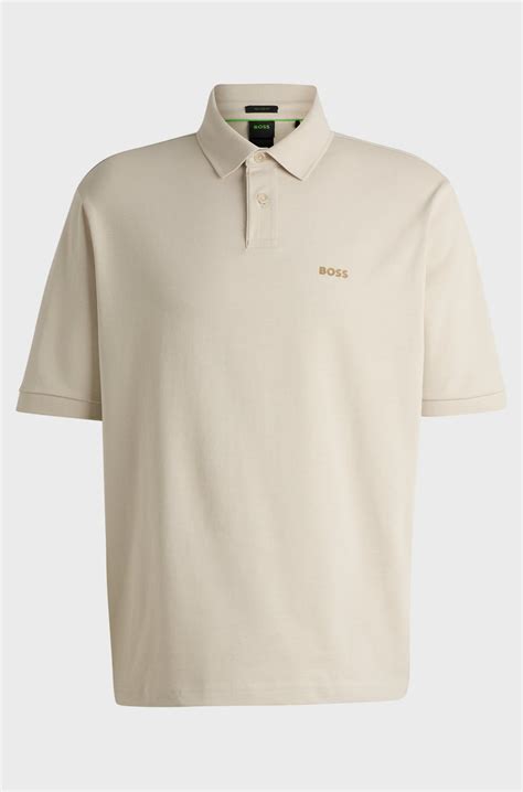 BOSS - Cotton-jersey polo shirt with printed artwork - Light Beige