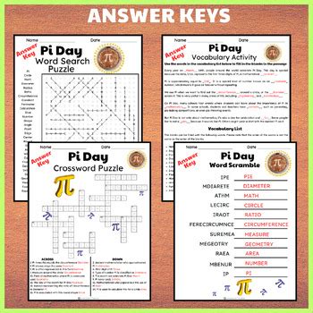 Pi Day Activities|Word Search & Crossword Puzzles|Vocabulary Passage ...