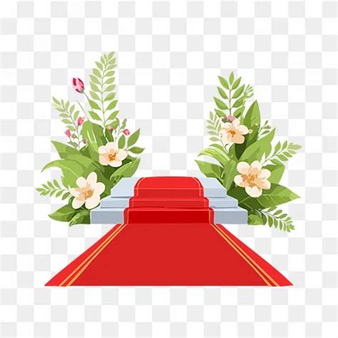 Corner design with red carpet and flowers download free PNG