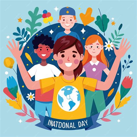 Premium Vector | A poster for a national day with kids and a boy with a blue background with the ...