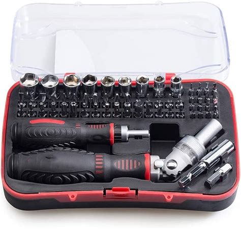 Flipco 61 in 1 Ratcheting Screwdriver Set, Magnetic Screwdriver Bit Set ...