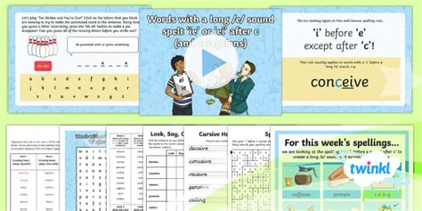 Words with a long /e/ sound spelt 'ie' or 'ei' Spelling Pack