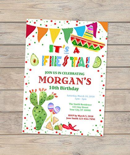 Buy Fiesta Birthday Invitation, Custom Mexican Theme Birthday Party ...