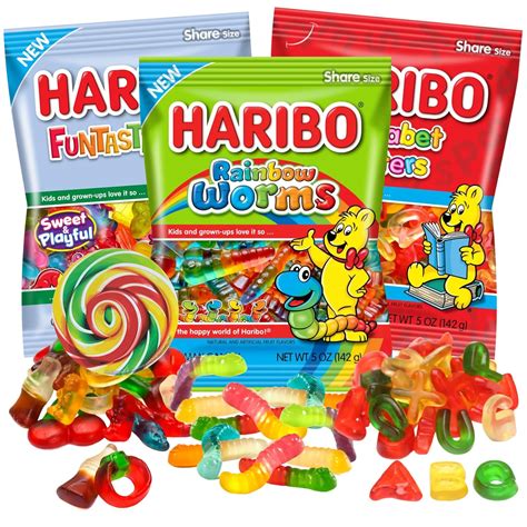 Buy Haribo Alphabet Letter, Rainbow Worms, and Funtastic Mix, Themed ...
