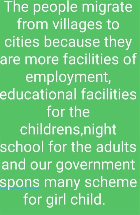 why do people migrate from village to cities - Brainly.in