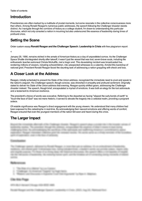 SOLUTION: Ronald reagan and the challenger speech leadership in crisis ...