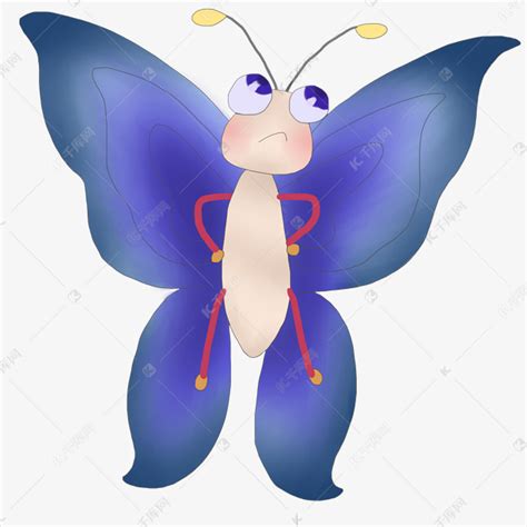 生气的拟人蝴蝶插画素材图片免费下载-千库网