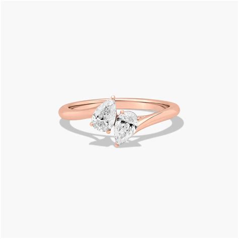 Toi et Moi Pear Shaped Lab-Grown Diamond Kissing Pear Ring In 14K Rose ...