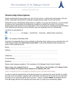 Fillable Online Membership Subscriptions without Standing Order Form ...