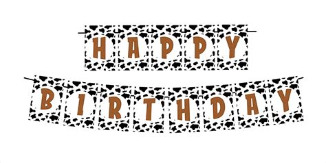 Balloonistics Farm Cow Theme Happy Birthday Banner Bunting Flags ...